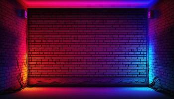 Neon room An image of a room or space illuminated by neon lighting, often used to create a futuristic or retro-futuristic atmosphere in design and visual media photo