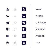 Company Connection business card icon set.Name,Phone,Location, Address, Website, Mail, icon sets vector designs