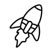 Rocket icon on white background,rocket outline, thin, flat, digital icon for web vector