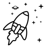 Rocket icon on white background,rocket outline, thin, flat, digital icon for web vector