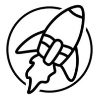 Rocket icon on white background,rocket outline, thin, flat, digital icon for web vector