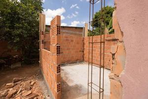 Planaltina, Goias, Brazil, February 25 2023 A poorly constructed home in Planaltina that was on the verge of collapsing and now is being rebuilt photo