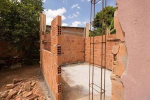 Planaltina, Goias, Brazil, February 25 2023 A poorly constructed home in Planaltina that was on the verge of collapsing and now is being rebuilt photo