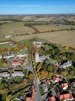 Monks Eleigh Church hill aerial view photo