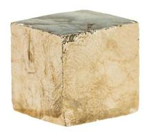 cube of Pyrite crystal isolated on white photo