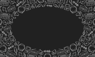 Frame of hand drawn music on chalkboard vector