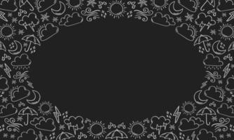Frame of hand drawn weather on chalkboard vector