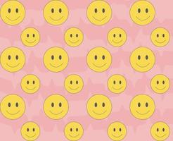 Groovy pattern happy smile on pink background vector