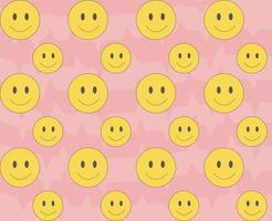 Groovy pattern happy smile on pink background vector