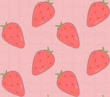 Pattern with strawberries on pink retro background. Groovy pattern for decor and design. vector