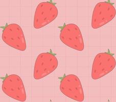 Pattern with strawberries on pink retro background. Groovy pattern for decor and design. vector