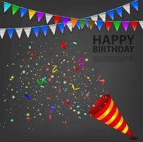 Exploding Confetti Popper Birthday Party, Vector Illustration