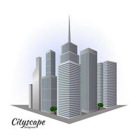 Cityscape skyscraper building in perspective view vector
