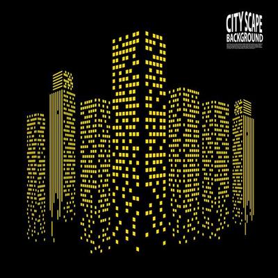 Cityscape abstract windows in perspective view, Vector Illustration