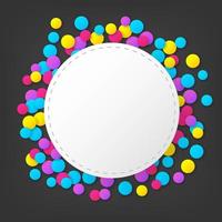Round stitched colorful celebration background with confetti, Vector Illustration