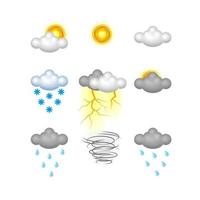 Realistic Weather Icon Set, Vector Illustration