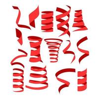 Red 3d ribbon sets, Vector Illustration