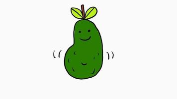 sorridente e ridendo cartone animato mano di avocado disegnato animazione video