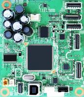 Mockup black central processing unit on printed circuit board photo