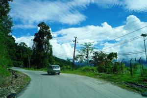 Sunny and Clear Weather on Mountain Road of Sikkim photo