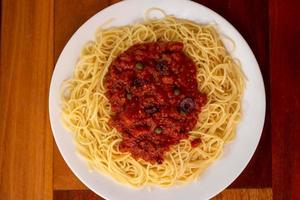 Pasta Putenesca plated photo