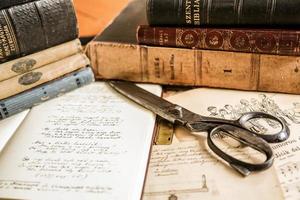 Old books on the table photo