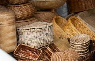 Vietnamese Market Vendor - Woven Baskets for Sale photo