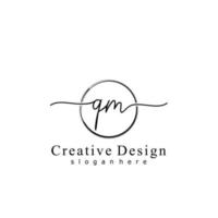 Initial QM handwriting logo with circle hand drawn template vector