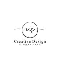 Initial US handwriting logo with circle hand drawn template vector