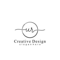 Initial UR handwriting logo with circle hand drawn template vector