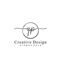 Initial QP handwriting logo with circle hand drawn template vector