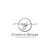 Initial UJ handwriting logo with circle hand drawn template vector