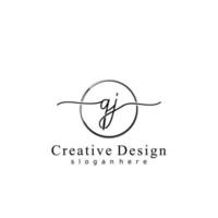 Initial QJ handwriting logo with circle hand drawn template vector