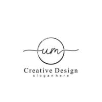 Initial UM handwriting logo with circle hand drawn template vector