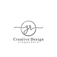 Initial ZR handwriting logo with circle hand drawn template vector