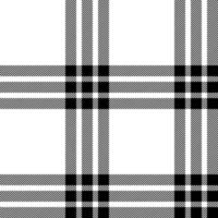 Plaid seamless pattern in black white. Check fabric texture. Vector textile print.