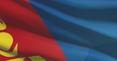 Mongolia national flag closeup waving animation background video