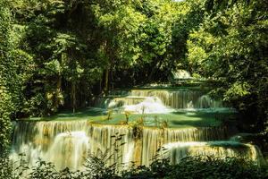 The beautiful waterfall in deep forest at Srinakarin Dam National Park photo