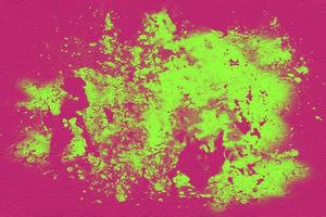 Bright pink paper background with green strokes of paint. Neon colors on the plaster. Bright youth background. photo