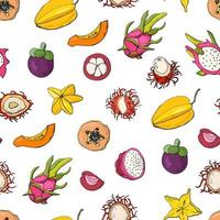patrón sin costuras con frutas exóticas. diseño para tela, textil, papel pintado, embalaje. vector