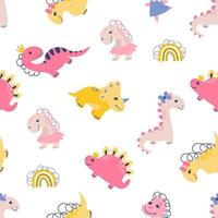 Dino background. Seamless pattern with dinosaurs, baby pattern. Cute vector  texture for kids bedding, fabric, wallpaper, wrapping paper, textile,  t-shirt print. Cartoon style, vector. 15643936 Vector Art at Vecteezy