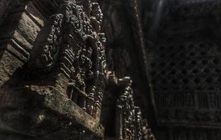 Close up view of the wall of a Hindu Temple in India photo