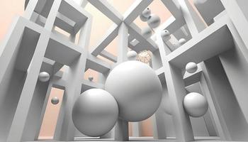 Atmospheric 3D background. Soft and delicate colors. Abstract setting with geometric shapes. photo