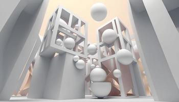 Atmospheric 3D background. Soft and delicate colors. Abstract setting with geometric shapes. photo