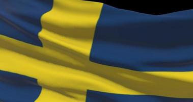 Sweden national flag closeup waving animation background video