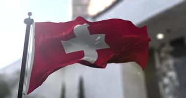 Switzerland national flag, country waving flag. Politics and news illustration video