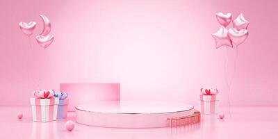 3D pink creative booth background photo