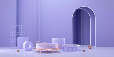 Purple creative 3D rendering product booth background illustration photo