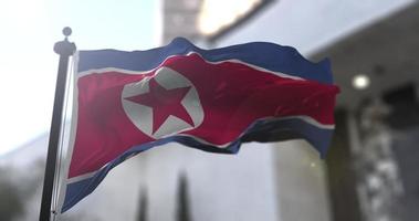 North Korea national flag, country waving flag. Politics and news illustration video