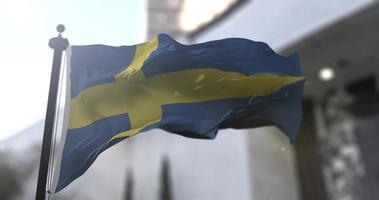 Sweden national flag, country waving flag. Politics and news illustration video